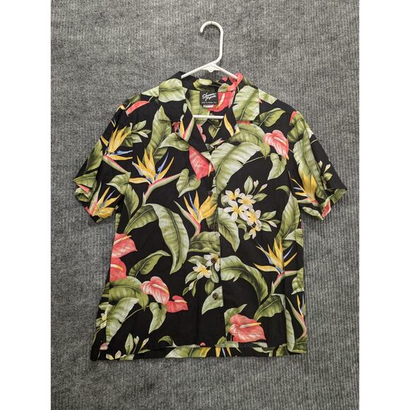 Shannon Marie Hawaiian Shirt Parrots Palms Rayon Island Aloha Top Size M - Picture 1 of 6